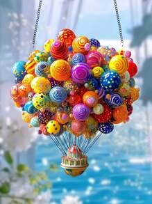 Glam Style Colorful Hot Air Balloon Garden Suncatchers, Acrylic Window Hanging Decor, Multipurpose For Valentine'S Day, Garden & Outdoor Spaces