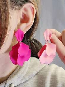 1 paar Boho-stijl bloemenblaadjes kwastjes retro snoepkleur geplooide elegante dames oorbellen