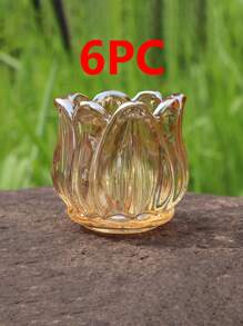 12pcs Tulip Flower Glass Candle Holders, Crystal Glass Cup Wedding Decor Candle Stands