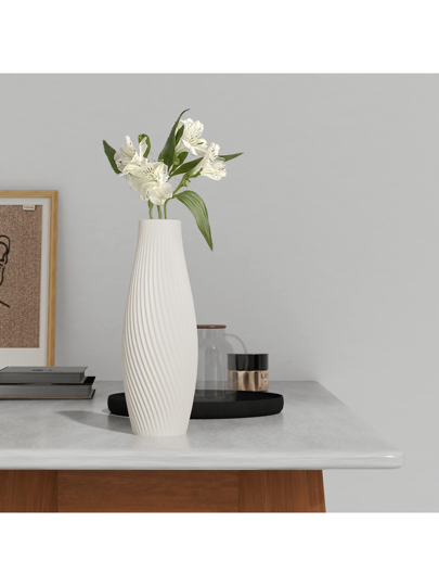 1pc Moderne Wit Herringbone Vase, Monobloc Material, Bedroom, Office, Living Room, Cabinet ation, Great Holidays Presents Birthday Graduation Home Room Flower Vase Glass view 4