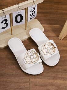 2025 New Summer Girls Sandals, Non-Slip Flat Casual Fashion Versatile Strap Slippers - White - View 6