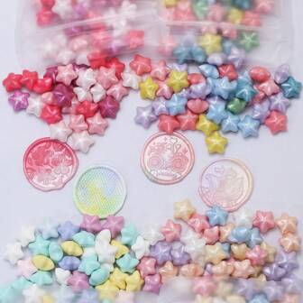 100 件彩色星形封蜡珠，蜡印封蜡珠适用于 DIY 装饰信封、结婚请柬、卡片、明信片、礼品包装、工艺品、剪贴簿