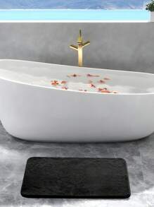 Bathroom Mats, Thick Soft Absorbent Chenille With Rubber Backing, Quick Drying Microfiber Mats, Machine Washable, For Shower Floor, Bathroom Runner, Bath Mat, Accessories And Decoration. - Black - View 6