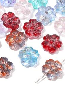 10/50pcs 14mm Glass Cherry Blossom Beads-For Jewelry Making, DIY Crafts, Necklaces, Bracelets - Transparent Multicolor Glass Bead