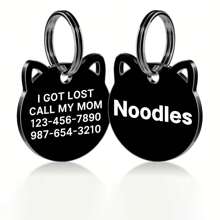 Placa de identificação personalizada em aço inoxidável em formato de gato para animais de estimação. Grave o nome e as informações de contato do seu pet. Acessório estiloso e moderno para pets, ideal para presentear com peças decorativas. Elegante, moderna, colorida, vintage, fofa e exclusiva. Perfeita para aniversários e outras ocasiões especiais. Ideal para coleiras, guias e peitorais personalizados. Conforto e estilo, perfeito para curtir momentos de lazer ao ar livre. Design divertido para pets. - Multicolorido - Ver 4