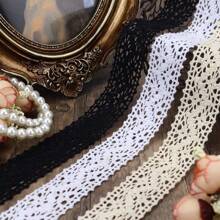 1pc 5.5Yards Hollow Lace Trim With Bow & Ribbon, DIY Decoration Supplies For Floral Box, Hair Accessory, Fabric, Lingerie, Sewing Needs - Original White - View 6