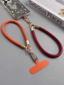 1pc Short Leather Lanyard Strap, Luxurious Embossed Leather Wristlet Keychain Holder, High-End Minimalist Leather Cord, Anti-Lost Lanyard, Name Card Holder Accessory - Multicolor - View 8