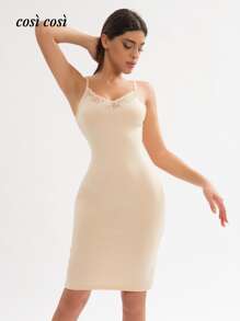 1 pezzo Abito da notte da donna con scollo a V, spalline regolabili, con inserti in pizzo, elegante e sexy, ideale per le vacanze