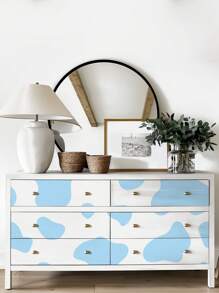 7/14/21pcs Black & Blue Cow Print Stair Stickers, Self-Adhesive Thick Removable DIY Stair Tread Decals, Suitable For Kids Room, Nursery, Activity Room Stairs Decoration, Renovation, Size: 6.97*41.73inch