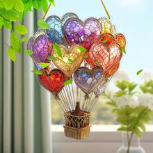 Glam Style Colorful Hot Air Balloon Garden Suncatchers, Acrylic Window Hanging Decor, Multipurpose For Valentine'S Day, Garden & Outdoor Spaces