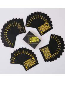 1 Set Gold Foil Waterproof Portable Playing Cards, Ideal For Leisure Activities, Entertainment, And Table Games, Makes A Great Gift For Birthday, Christmas Or Party