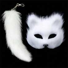 2 piezas Máscara de gato de media cara para Mascarada de Halloween, máscara de zorro en serie para Halloween