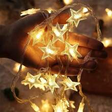 1pc 20-LED Warm White Star String Lights, Battery Powered Fairy Lights For Indoor Use, Suitable For Party, Wedding, Holiday Decor, Girls Birthday, Bedroom, Garden Decor
