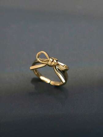 1PC Simple Delicate Bow Ring Fashion Elegant Jewelry For Girls Birthday Gift Holiday Gift