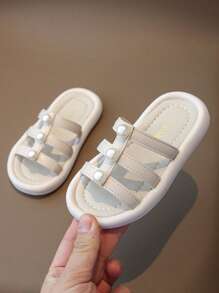 1 双 Baby Pearl 舒适轻便平底拖鞋，适合夏季户外日常穿着 - 米色 - 查看 2