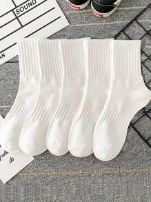 1/5pcs Pack All-Match Solid Stripe Anti-Odor Moisture Wicking Sport Socks, Versatile - Multicolor - View 13