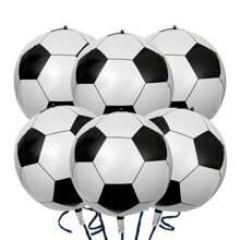 6pcs Black & White Polyester Thin Football Balloons, 22 Inch Football Balloons, 4D Football Balloons For Football Party Decor, Football Foil Balloons For Football Birthday Party - Multicolor - View 3