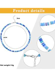 1 Pieza Collar sencillo con cuentas de colores bohemio de verano