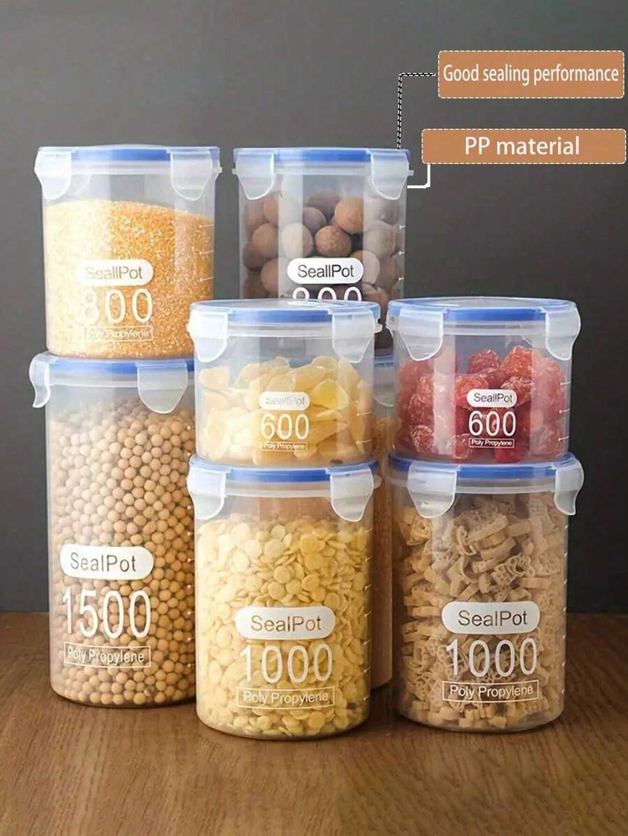 1pc Food Storage Box Storage Jar Plastic Jar Household Kitchen Storage Jar Storage Jar Grain Sealed Jar