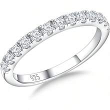 Birthstone Rings Eternity Band 925 Sterling Silver/Yellow Gold Created Gemstone Stackable Wedding Band Half Eternity Rings For Women Size 6 To 102025 - 04. 四月 / 5a 立方氧化鋯 - 查看 1