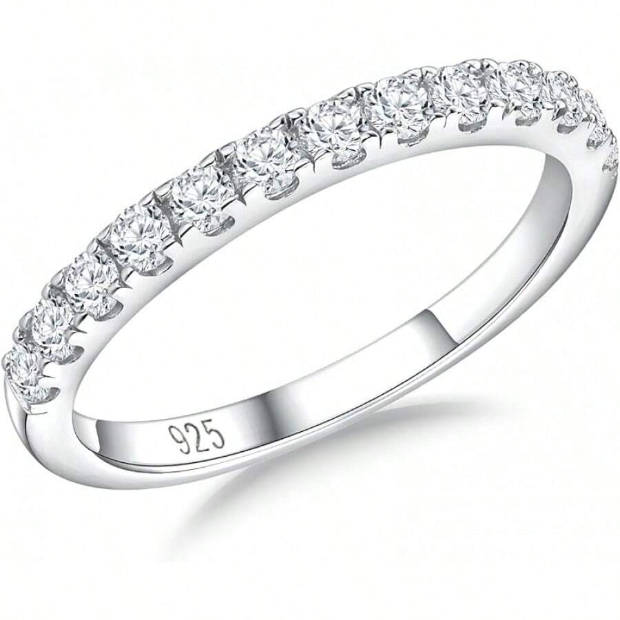 Birthstone Rings Eternity Band 925 Sterling Silver/Yellow Gold Created Gemstone Stackable Wedding Band Half Eternity Rings For Women Size 6 To 102025 - 04. 四月 / 5a 立方氧化鋯 - 查看 1