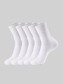 5pcs/10pcs/20pcs Couple Sports & Casual Crew Socks, Suitable For Daily Wear, Indoor & Outdoor, Fall