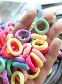 100 件彩色发带，无损小发带，女孩发饰，休闲涤纶 - 彩色 - 查看 8