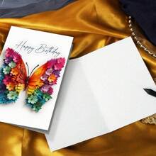 精美蝴蝶生日贺卡，带信封，优质纸质，UV 工艺，非 3D，适合送给挚友、家人和爱人的完美生日贺卡，独特物品，精美美观的物品，生日贺卡 - 彩色 - 查看 7