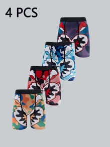 Paquete de 4 calzoncillos tipo bóxer largos con estampado para hombres - Multicolor - Ver 1