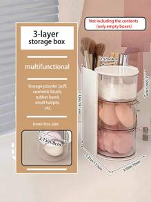 1pc Rotating Makeup Organizer Box With Drawers, Plastic Cosmetic Storage Box With Dividers, Compact Desktop Travel Makeup Box To Store Makeup Sponges, Makeup Brushes, Small Hair Ties, Clips,For Holiday Beach, Bathroom Collection, Bedroom Collection, Large Capacity