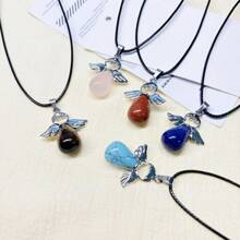 1 件夏季新品正品水晶水滴天使吊坠配 PU 项链链 - 多款 - 查看 1