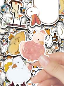 50 stuks Witte Gans Doodle Sticker Goedkope Sticker Vinyl Sticker Voor Dagboek Sticker Hand Tent Sticker Versier Feest Skateboard Telefoonhoesje Waterbeker Gitaar Sticker Sticker Diy Sticker Laptop Sticker