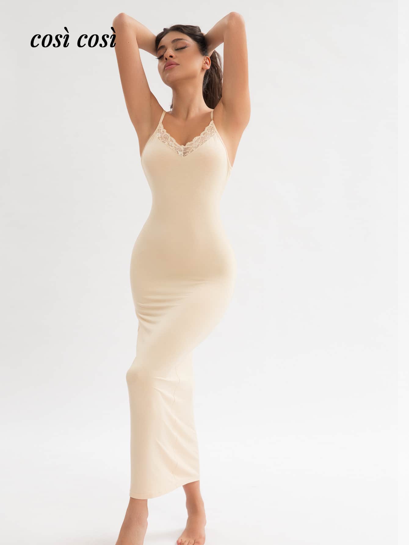 1 pezzo Nuovo arrivo primavera/estate Abito senza maniche tinta unita da donna, semplice ed elegante, abito a v con inserti in pizzo, stile maturo, per vacanze