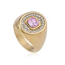 1pc Classic Luxurious Stainless Steel Cast Jewelry, 3D Elliptical Rhinestone Titanium Steel Women Ring (With Gift Box), Suitable For Gifts, Banquets And Weddings - Multicolor (with Gift Box) - View 7