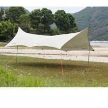 1 Pc Butterfly Canopy Tent For Camping & Outdoor, Extra Large Hexagon/Octagon Sun Shade, Silver Coated UV Protection - Blue Cloud Gray - View 3