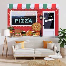 1PC Cooking Pizza Shop Theme Party Decoration Background -82.7 * 59.1/59.1 * 39.4/39.4 * 29.5in, Pizza Cafe Shop Photography Background Newborn Shower Cake Table Banner Photo Booth Props