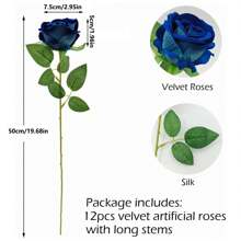 1PC/5PCS 人造花-绒布玫瑰，假植物家居房间装饰，秋季装饰，新娘花束，婚礼装饰，DIY 花环材料，生日派对装饰材料，家庭餐饮，客厅，花瓶，户外花园，春季装饰，情人节和新年礼物 - 寶藍色 - 查看 3