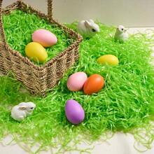 500克复活节浅绿色塑料草 - 碎拉菲草，用于寻蛋、篮子填充物和节日装饰，复活节装饰 | 俏皮设计 | 装饰填充物