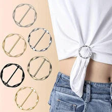 5 pièces Ensemble de clips d'anneau pour t-shirt en métal - Accessoires de mode pour chemises, foulards et chapeaux, boucles rondes invisibles pour attache, pour la décoration de vêtements