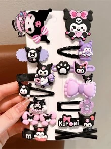 Sanrio 14PCS Sanrio Kuromi Cartoon Pattern Hair Clips,Bangs And Short Hair Kitty Hair Clips,Role-Playing Stage Performance Hair Accessories (Some Parts May Be Random)
