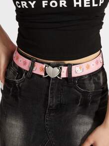 Sanrio 1 pièce Ceinture élastique à la taille, ceinture de décoration polyvalente décontractée pour femmes, imprimé personnage Sanrio, style bohème sans perçage