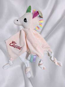 1 pezzo Coperta personalizzata ricamata con nome, design di coniglio/elefante/unicorno, ricamo nome personalizzato, coperta morbida e confortevole, delicata sulla pelle, rassicura l'emozione, accompagna la crescita, design adorabile di elefante/coniglio/bestia rosa, adatta come regalo di compleanno, regalo per nuove mamme, regalo di San Valentino, regalo per anniversario
