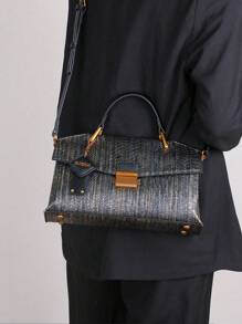 2025新款复古蓝蛇皮高端手提包，时尚奢华女士托特包，轻便大容量单肩斜挎包，鳄鱼纹鸵鸟纹OL百搭挎包 - 彩色 - 查看 12