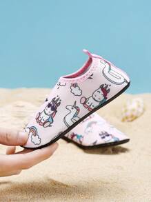 1 Pair Kids Outdoor Sports Fashion Comfortable Breathable Anti-Slip Beach Shoes, Cute Cartoon Animal Design Water Shoes, Yoga & Training Shoes For Little Girls - Pink - View 3