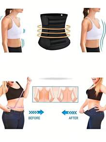 1 件装女士腰部训练器，带双训练带，运动腰部修剪器乳胶腰部训练器，带 3 条可调节压缩带，腰部束腰长躯干塑身器桑拿腰带