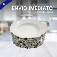 Kit 20 Prato Fundo com Borda Branco Preto Refeição Churrasco Festa Pratos Plastico