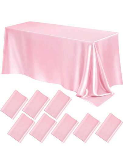 1/2/8 Piece Satin Tablecloth 102 X 58 Inches (Approximately 259.0 X 147.2 Cm) Rectangular Tablecloth Silk Smooth Fabric Party Tablecloth Suitable For Rectangular Tables, Festive Dinner Dinner Wedding Banquet Decoration (Multicolor)