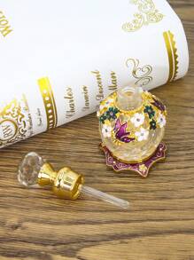 高端花式设计 15ml 精致复古刺绣蝴蝶多色纹身香水瓶带钻石图案装饰玻璃瓶身可再填充精油容器假日旅行精油配件，香水和精油分配瓶，（无香水，仅空瓶）