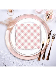 20pcs Colorful Plaid Theme Paper Napkins, Suitable For Birthday, Party, Wedding And Event Celebration, Party Supplies