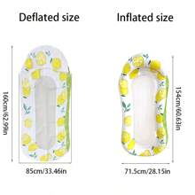 1 قطعة كرسي طافي منفوخ مطبوع بالليمون - وسادة مائية من البي في سي للشاطئ وحفلات المسبح والاسترخاء في الهواء الطلق، كرسي طافي متعدد الاستخدامات بتصميم ملون بالليمون والأوراق، طوافات مسبح، ضروريات الشاطئ، اكسسوارات الشاطئ - متعدد الألوان - مشاهدة 5